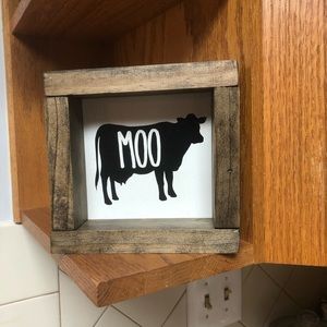 Farmhouse Cow framed sign